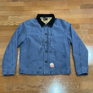 Tactics Mens L Blue Canvas Chore Work Jacket Quilt Lined Heritage Utility Class